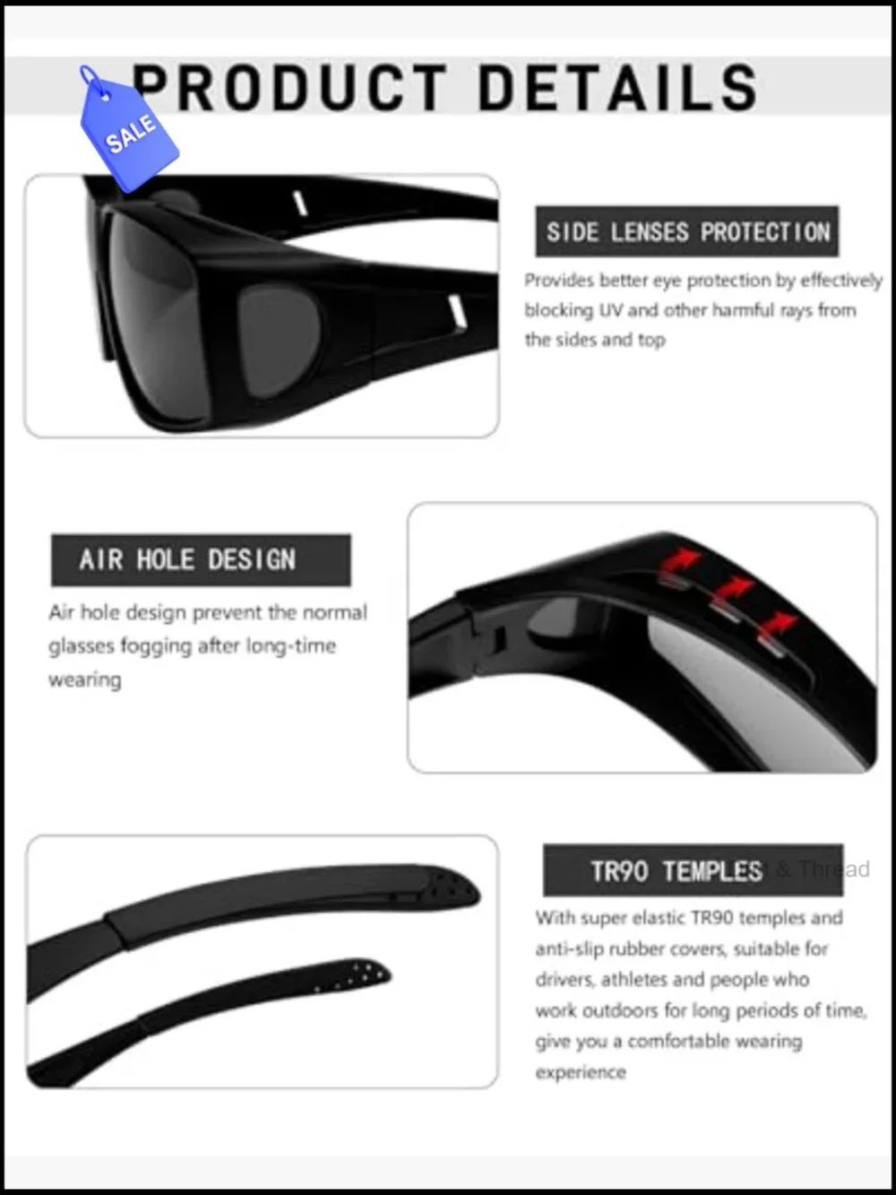 Over Glasses Sunglasses Polarized UV400 Wrap Around Shades Unisex